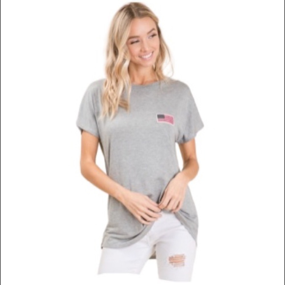 New USA Flag Soft Gray Top